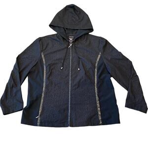 Chico's Women's Zenergy Lightweight Hooded Full Zip Jacket Black Size XL